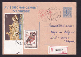 37/096  - Entier Changement D' Adresse + Mécanique + Divers - Recommandé Etoiles BRAY 2 Via ESTINNES 1981 - TARIF 79 F - Addr. Chang.