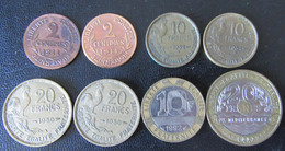 France - 8 Monnaies 20e Siècle Dont 2 X 10 Francs Guiraud 1954 B, 2 X 20 Francs G.Guiraud 1950 à 3 Faucilles, Etc... - Collections