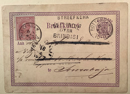 RRR ! ROTTERDAM1877Streefkerk Nederland BRIEFKAART ! >SURABAYA Netherlands Indies Via Brindisi (Indie Cover Postal Card - Lettres & Documents