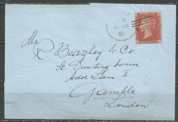 Grande-Bretagne - Victoria 1 Penny Rouge Dentelé Sur Lettre Vers GAMBLE LONDON - Lettres & Documents