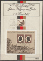 150. Todestag Johann Wolfgang Von Goethe Gedenkblatt DDR 1982 MiNr.2681-2682 Block 66 +BRD Nr.1121 Mit ESST. ( E 168 ) - 1981-1990