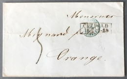 Allemagne, Lettre (LSC) De CREFELD Pour Orange, France, TAD PRUSSE VALENCIENNE 19.4.1862 - (N015) - Otros & Sin Clasificación