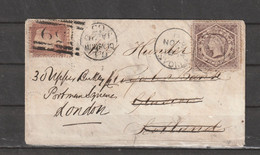 New South Wales To Great Britain REDIRECTED WITH ADDITIONAL FRANKING COVER 1864/65 - Storia Postale