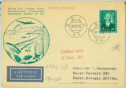 89734 - NORWAY - Postal History - FIRST FLIGHT: Oslo / Dakar Senegal  # 103 1946 - Sonstige & Ohne Zuordnung