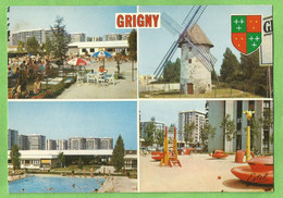 UR0435   CPA   GRIGNY  2  (Essonne)  Le Jardin De La Piscine - Le Moulin à Vent - La Piscine - Le Jardin D'enfants  ++++ - Grigny