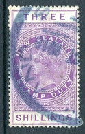 New Zealand 1882-1930 QV Longtype Fiscal Revenue - P.14½ X 14 - Mult. Wmk. - 3/- Mauve Parcel Post Used (SG F92) - Fiscaux-postaux