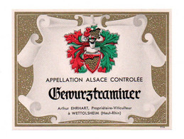 Etiquette De Vin: Alsace, Gewurztraminer, Arthur Ehrhart, Viticulteur à Wettolsheim (22-608) - Gewürztraminer