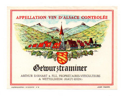 Etiquette De Vin Et Collerette: Alsace, Gewurztraminer, Arthur Ehrhart & Fils, Viticulteur à Wettolsheim (22-615) - Gewürztraminer
