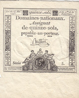 RARE Assignat 15 Sols Du 23 Mai 1793 Série 5 Ass.41a  TRÈS BEL ÉTAT - Assignats