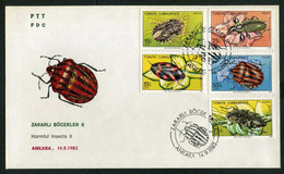 Türkiye 1983 Harmful Insects II | Sunn Pest, Weevil, Frog Hopper, Striped Stink Bug, Jewel Beetle Mi 2651-2656 FDC - Lettres & Documents