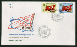 Türkiye 1983 Turkish Flag, 60th Anniversary Of The Republic | Flags, Map Mi 2657-2658 FDC - Lettres & Documents