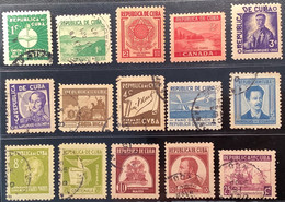 Cuba Republic Sc.340-354 Used 1937 Set American Writers & Artists Association(art écrivaint A.Lincoln Literature - Usati