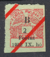 Hungary - TURUL MOBIRT Insurance REVENUE TAX Stamp - Used LABEL CINDERELLA VIGNETTE 1952 Overprint - Fiscale Zegels