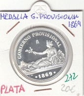 CRM0272 MEDALLA GOB PROVISIONAL 1869 1 PESETA PLATA 20 - Sonstige & Ohne Zuordnung