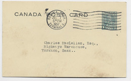 CANADA ENTIER 1 CENT POST CARD REGINA SASK JUL 7 1937 REPIQUAGE MOTOR LICENSE OFFICE - 1903-1954 Könige