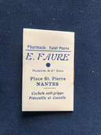 Petit Calendrier Ancien Publicitaire Illustré 1946 * Pharmacie St Pierre E. FAURE à Nantes * Calendar Almanach - Petit Format : 1921-40