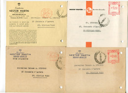 1948/52 4 Kaarten NESTOR MARTIN S.A. Berchem Bruxelles Fonderies  - Ref 128 - STEMPEL Sous Sequestre - ...-1959