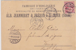 Cpa (commerciale)-sui- St Imier -- Fabrique D'horlogerie Alb.Jeanneret & Freres 19 Aout 1892 - Saint-Imier 