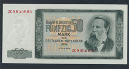 DDR Rosengb: 357b, Kontrollnummer 7stellig, Ersatznote Bankfrisch 1964 50 Mark (9810840 - 50 Mark