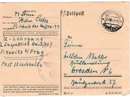 52976 - Deutsches Reich / B&M - 1943 - SS-FpKte V Waffen-SS-PiSchule STIECHOWITZ -> Dresden - Lettres & Documents