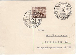 52989 - Deutsches Reich - 1938 - 3Pfg Schiffe EF A DrucksKte SoStpl CHEMNITZ - TAG DER BRIEFMARKE - Journée Du Timbre