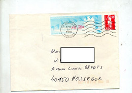 Lettre  Flamme Muette Houilles Sur Vignette - 1990 Type « Oiseaux De Jubert »