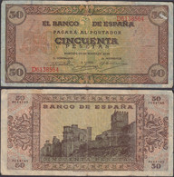 SPAIN - 50 Pesetas 1938 "Castle At Olite" P# 112 Europe Banknote - Edelweiss Coins - 50 Pesetas