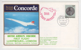 Luxembourg Cover CONCORDE - 1985 British Airways Luxembourg To London Official First Flight Flown Cover (ds416) - Lettres & Documents