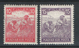 Hungary 1916. Reaper Set With White Numner MNH (**) Michel: 186-187 - Neufs