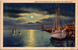 Alabama Mobile Arlington Bay Moonlight On Mobile Bay 1938 Curteich - Mobile
