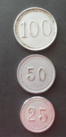 Lebanon Liban  TOKEN CHIPS JETON FISH لبنان LEBANON 100 - 50 - 25 PIASTRES VINTAGE CASINO ALUMINUM METAL - Brothel Tokens