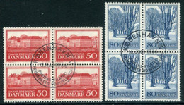 DENMARK 1966 Nature And Monument Protection Blocks Of 4 Used   Michel 442-43x - Oblitérés