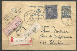 Belgique - Léopold III Poortman N°529 Sur Entier Postal En Recommandé Avec "absent" Et "refusé" De THULIN Du 30-6-43 - 1936-51 Poortman