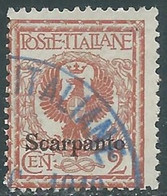 1912 EGEO SCARPANTO USATO AQUILA 2 CENT - RF44-4 - Egée (Scarpanto)