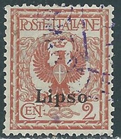 1912 EGEO LIPSO USATO AQUILA 2 CENT - RF24-9 - Aegean (Lipso)