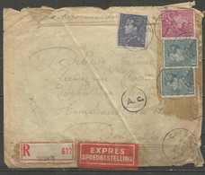 Belgique - Léopold III Poortman N°429,430,529 Sur Recommandé Exprès De CUESMES Vers BOCHOLT Du 23-6-43 - Cachet Contrôle - 1936-51 Poortman