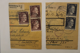 1945 Reichenberg Sudetenland Liberec Ostland 1944 Zeitz Germany Paketkarte Dt Reich WK2 WW2 - Sudetenland