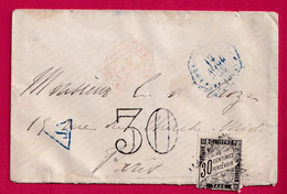 CORPS EXPEDITIONNAIRE DU NIGER CORR ARMEE ST LOUIS SENEGAL 1888 CAD ROUGE CORR ARMEE LIGNE J PAQ FR N° 3 TAXE 30 PARIS - Army Postmarks (before 1900)