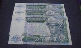 CONGO ,  P 41 , 100000 Zaires , 1992 , UNC  Neuf , 3 Consecutive Notes - Democratische Republiek Congo & Zaire