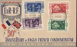 FDC First Day Of Issue 50th Anniversary Of Anglo French Condominium New Hébrides 1906 1956 YT 167 à 170 Santo 20 TC 56 - Lettres & Documents