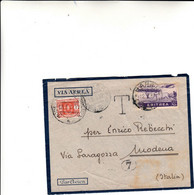 Harar, Etiopia Africa Orientale Per Modena. Frontespizio Di Lettera Via Aerea E Tassata  12 Marzo 1937 - Aethiopien