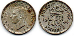 Grande Bretagne - Great Britain 6 Pence 1944 Georges VI SUP - H. 6 Pence