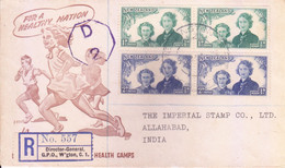 NEW ZEALAND : FDC : YEAR 1945 : RE-OPENING OF OTAKI HEALTH CAMPS : REGISTERED USE FOR INDIA : CENSOR MARKING - Lettres & Documents