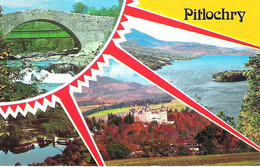 SCENES FROM PITLOCHRY,  SCOTLAND.  USED  POSTCARD Lg8 - Kinross-shire