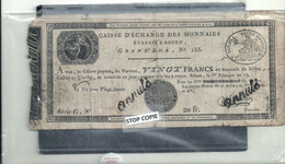 07 - 2022 - MON50 - SEINE MARITIME - 76 - Caisse D'échange Des Monnaies Grand Rue à Rouen - Billet De 20 F An 10 - Annul - Assignats