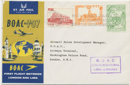 PERU 12.4.1961, KAB.Erstflug Mit BOAC Rolls Royce 707 "LIMA - LONDON", Nur Wenige Geflogen, R! - Peru