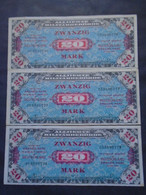 GERMANY , P 195a, 20 Mark , 1944, 3 X EF + Almost UNC , Consecutive - 20 Mark