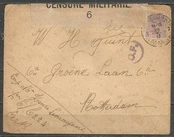 Belgique - Cachet "POSTES MILITAIRES 7" Du 20-5-17 - Lettre Vers Rotterdam, Bandelette Censure, Timbre Albert Ier N°140 - Briefe U. Dokumente