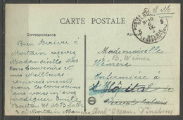 Belgique - Cachet "POSTES MILITAIRES 5" Du 6-9 - Carte Postale MORTAIN (Manche) L'Abbaye Blanche - Brieven En Documenten