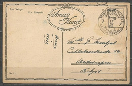 Belgique - Cachet "POSTES MILITAIRES 7" Du 11-4-21 - Carte Postale Fantaisie - Lettres & Documents